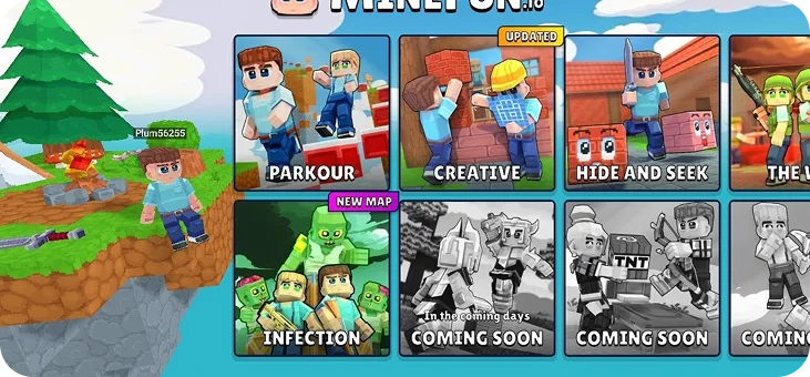 MineFun.io game modes and screenshots